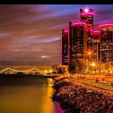 Detroit next to The Detroit River